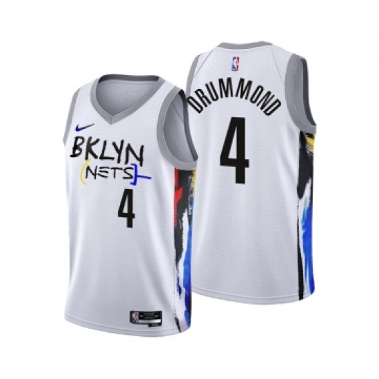 Men's Brooklyn Nets #4 Andre Drummond 2022-23 White City Edition Stitched Basketball Jersey - Ujersey