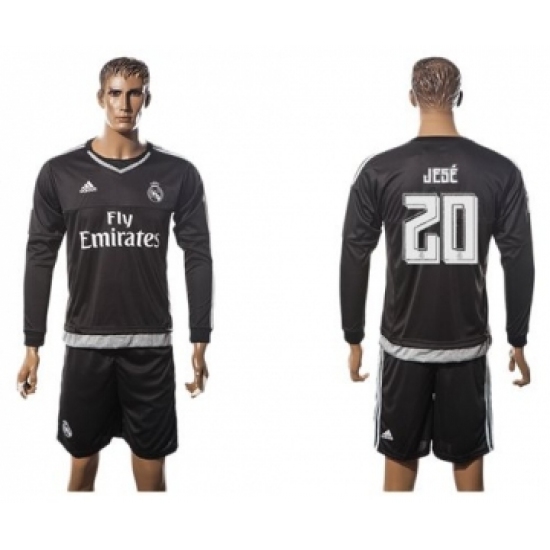Real Madrid #20 Jese Black Long Sleeves Soccer Club Jersey