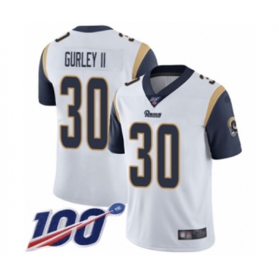 Men's Los Angeles Rams #30 Todd Gurley White Vapor Untouchable Limited Player 100th Season Football Jersey - Ujersey