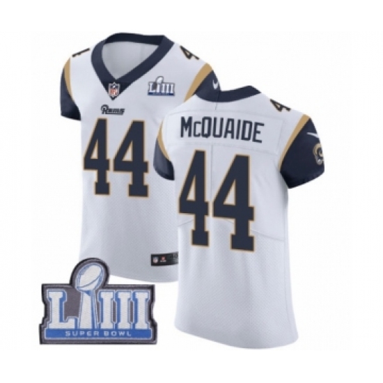 Men's Nike Los Angeles Rams #44 Jacob McQuaide White Vapor Untouchable Elite Player Super Bowl LIII Bound NFL Jersey - Ujersey