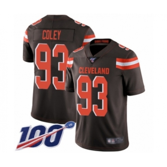 Men's Cleveland Browns #93 Trevon Coley Brown Team Color Vapor Untouchable Limited Player 100th Season Football Jersey - Ujersey