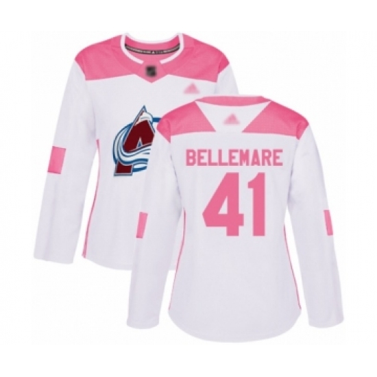Women's Colorado Avalanche #41 Pierre-Edouard Bellemare Authentic White Pink Fashion Hockey Jersey - Ujersey