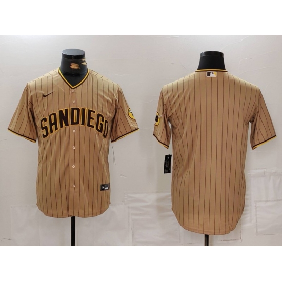 Men's San Diego Padres Blank Tan Cool Base Stitched Jersey - Ujersey