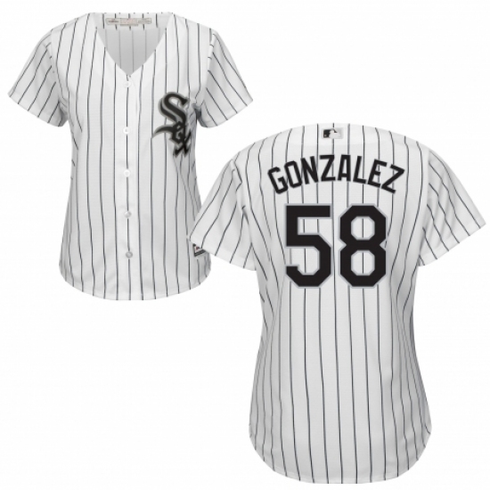 Women's Majestic Chicago White Sox #58 Miguel Gonzalez Replica White Home Cool Base MLB Jersey - Ujersey