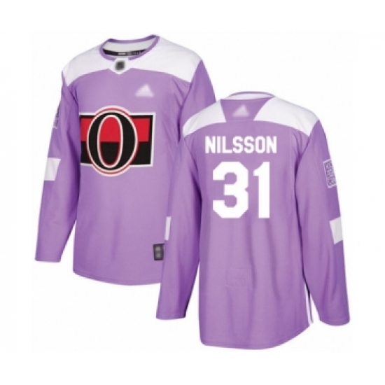 Youth Ottawa Senators #31 Anders Nilsson Authentic Purple Fights Cancer Practice Hockey Jersey - Ujersey