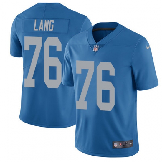 Men's Nike Detroit Lions #76 T.J. Lang Elite Blue Alternate NFL Jersey - Ujersey