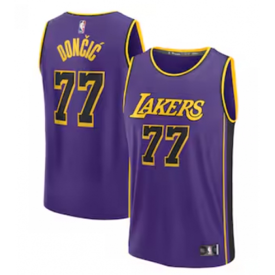 Men's Los Angeles Lakers #77 Luka Dončić Fanatics Purple Fast Break Player Jersey - Ujersey