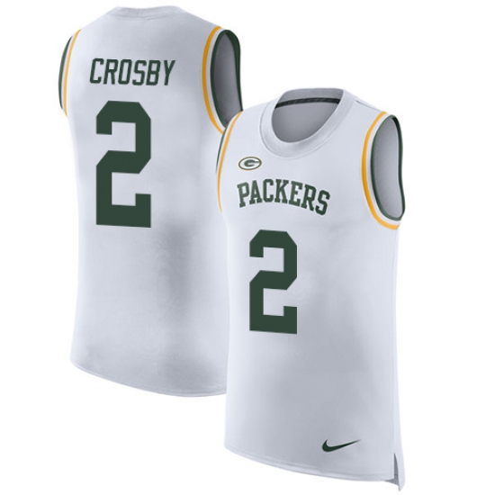 Men's Nike Green Bay Packers #2 Mason Crosby Limited White Rush Player Name & Number Tank Top NFL Jersey - Ujersey