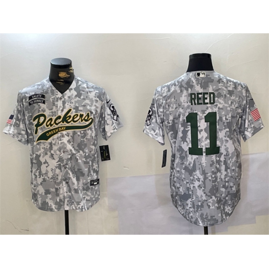 Men's Green Bay Packers #11 Jayden Reed 2024 Arctic Camo Salute To Service Stitched Baseball Jersey - Ujersey