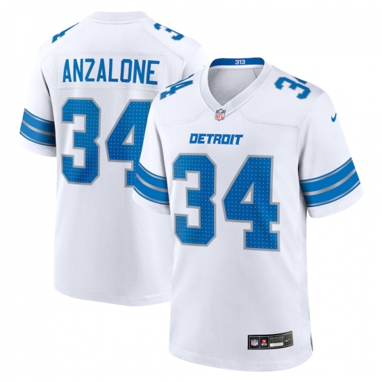 Men's Detroit Lions #34 Alex Anzalone White 2nd Alternate Game Nike Jersey - Ujersey