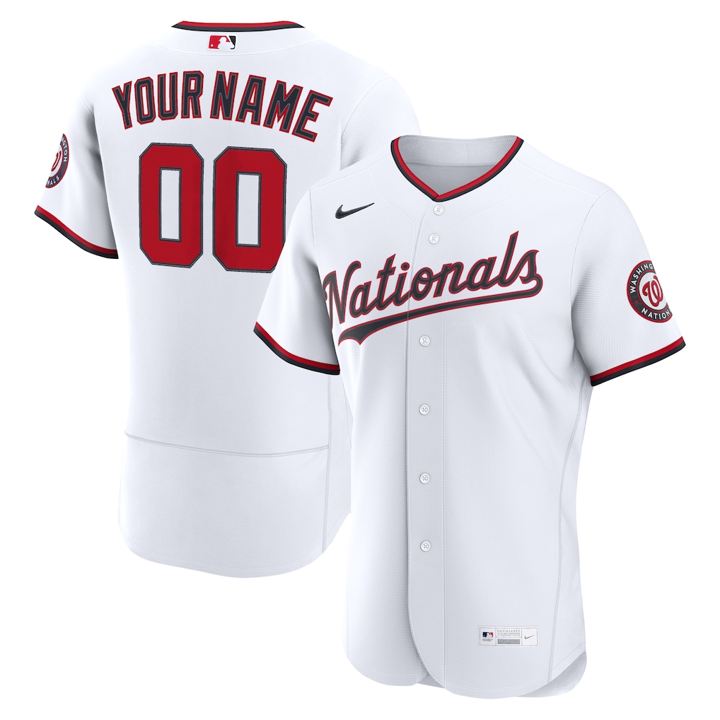 Men's Washington Nationals Nike White Home Authentic Custom Jersey - Ujersey
