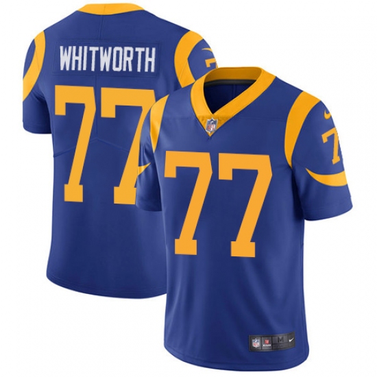 Men's Nike Los Angeles Rams #77 Andrew Whitworth Royal Blue Alternate Vapor Untouchable Limited Player NFL Jersey - Ujersey