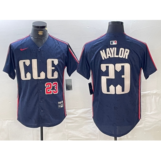 Men's Cleveland Guardians #23 Josh Naylor Number Navy 2024 City Connect Limited Stitched Jersey - Ujersey