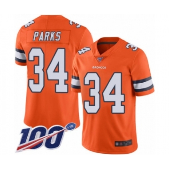 Men's Denver Broncos #34 Will Parks Limited Orange Rush Vapor Untouchable 100th Season Football Jersey - Ujersey