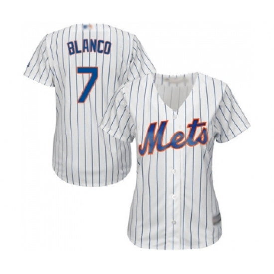 Women's New York Mets #7 Gregor Blanco Authentic White Home Cool Base Baseball Jersey