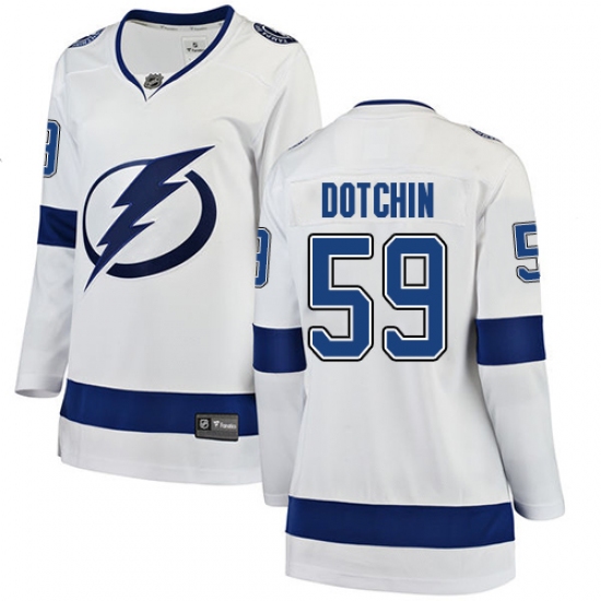 Women's Tampa Bay Lightning #59 Jake Dotchin Fanatics Branded White Away Breakaway NHL Jersey - Ujersey