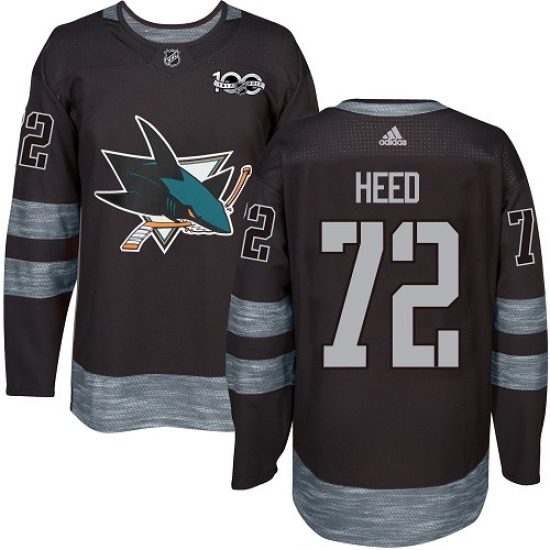 Men's Adidas San Jose Sharks #72 Tim Heed Authentic Black 1917-2017 100th Anniversary NHL Jersey - Ujersey