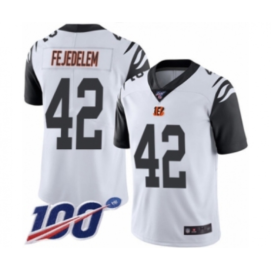 Men's Cincinnati Bengals #42 Clayton Fejedelem Limited White Rush Vapor Untouchable 100th Season Football Jersey - Ujersey