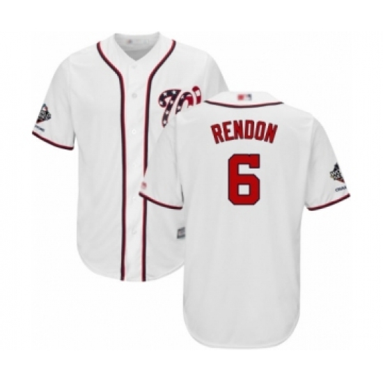 Youth Washington Nationals #6 Anthony Rendon Authentic White Home Cool Base 2019 World Series Champions Baseball Jersey - Ujersey