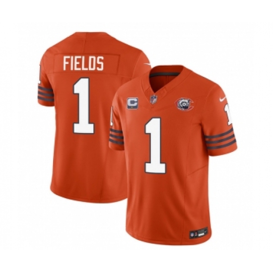 Men's Chicago Bears #1 Justin Fields Orange 2023 F.U.S.E. 1-star C Throwback Limited Football Stitched Game Jersey - Ujersey