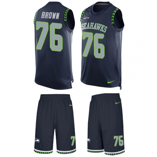 Men's Nike Seattle Seahawks #76 Duane Brown Limited Steel Blue Tank Top Suit NFL Jersey - Ujersey