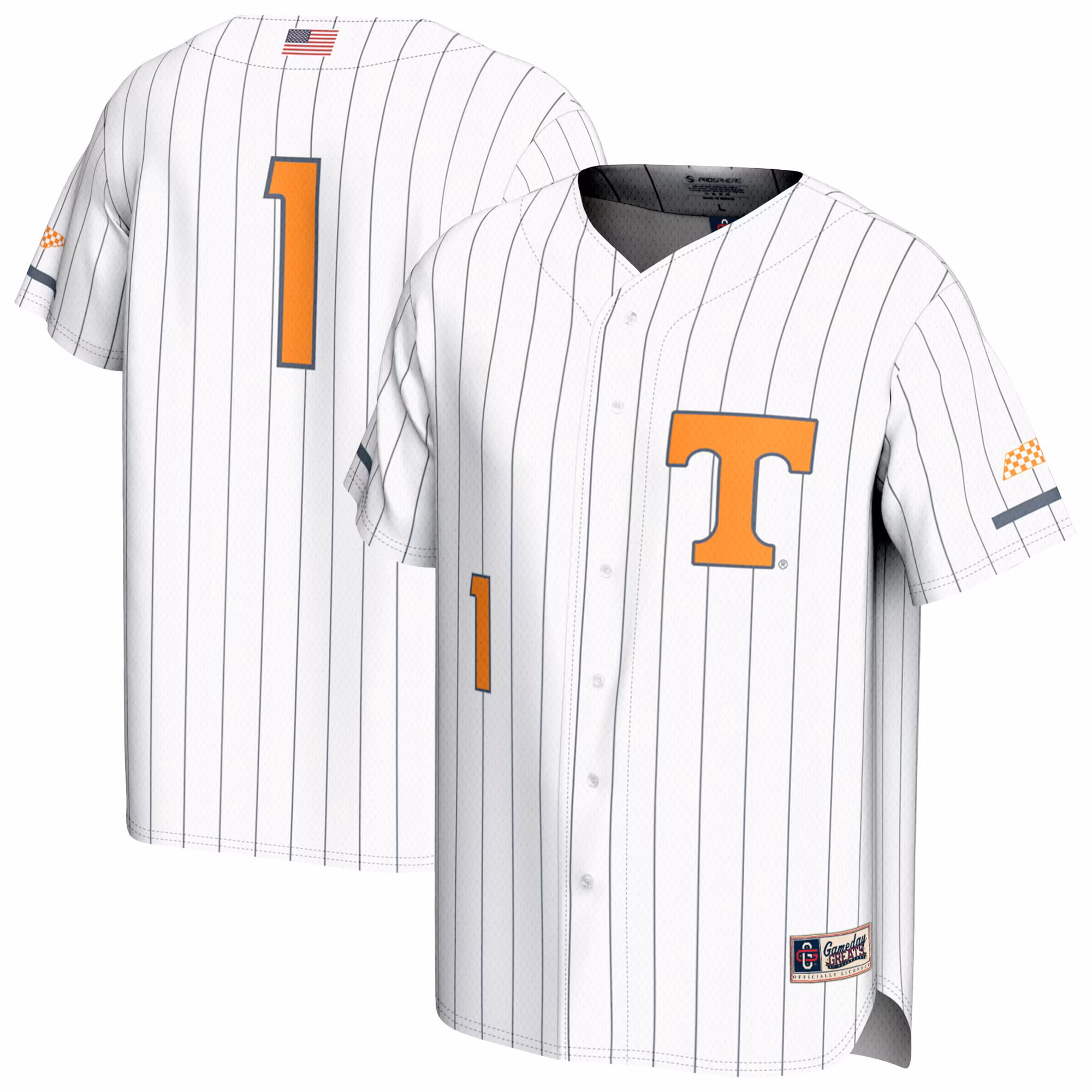 Unisex GameDay Greats #1 White Tennessee Volunteers Lightweight Baseball Fashion Jersey - U-jersey