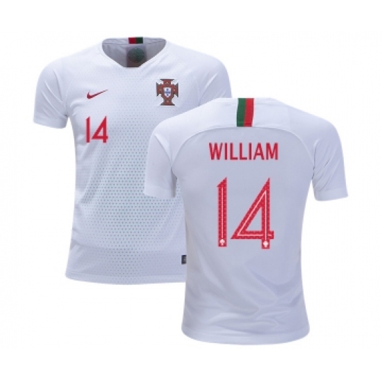 Portugal #14 William Away Kid Soccer Country Jersey