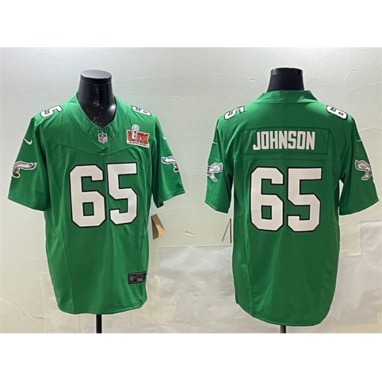 Men's Philadelphia Eagles #65 Lane Johnson Green 2025 Super Bowl LIX F.U.S.E. Throwback Vapor Untouchable Limited Football Stitched Jersey - Ujersey