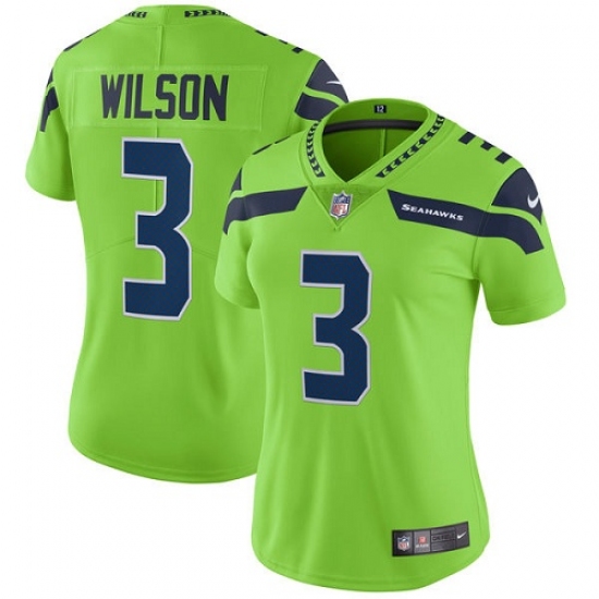 Women's Nike Seattle Seahawks #3 Russell Wilson Limited Green Rush Vapor Untouchable NFL Jersey - Ujersey