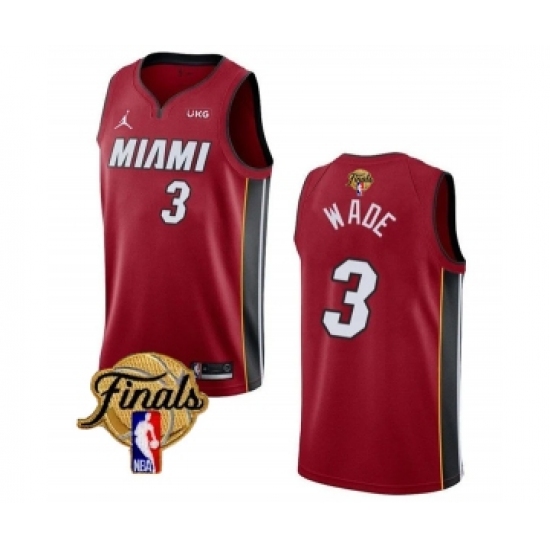 Men's Miami Heat #3 Dwyane Wade Red 2023 Finals Statement Edition Stitched Basketball Jersey - Ujersey