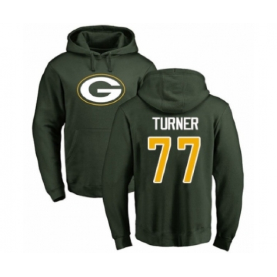 Football Green Bay Packers #77 Billy Turner Green Name & Number Logo Pullover Hoodie - Ujersey NHL