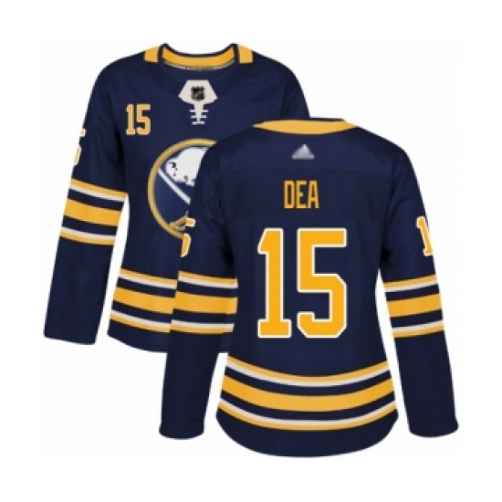 Women's Buffalo Sabres #15 Jean-Sebastien Dea Authentic Navy Blue Home Hockey Jersey - Ujersey