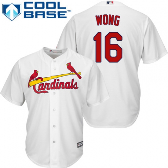 Youth Majestic St. Louis Cardinals #16 Kolten Wong Authentic White Home Cool Base MLB Jersey - Ujersey