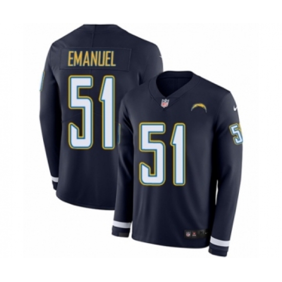 Men's Nike Los Angeles Chargers #51 Kyle Emanuel Limited Navy Blue Therma Long Sleeve NFL Jersey - Ujersey