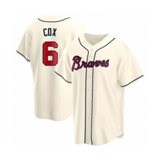 Men's Bobby Cox #6 Atlanta Braves Cream Replica Alternate Jersey - Ujersey