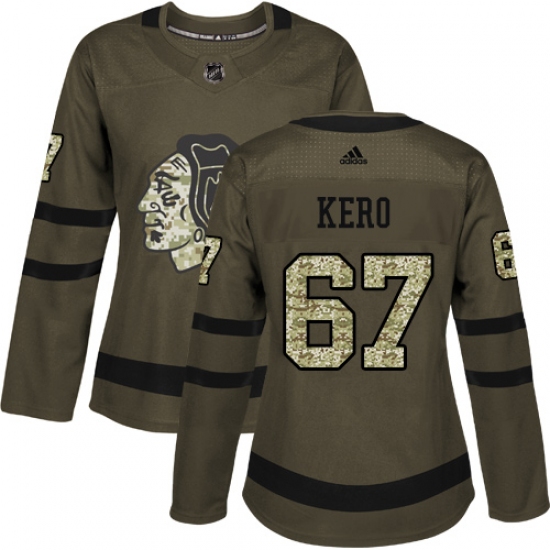 Women's Reebok Chicago Blackhawks #67 Tanner Kero Authentic Green Salute to Service NHL Jersey - Ujersey