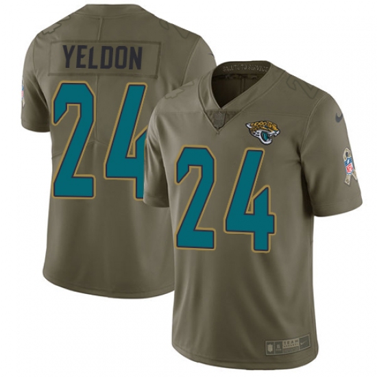 Men's Nike Jacksonville Jaguars #24 T.J. Yeldon Limited Olive 2017 Salute to Service NFL Jersey