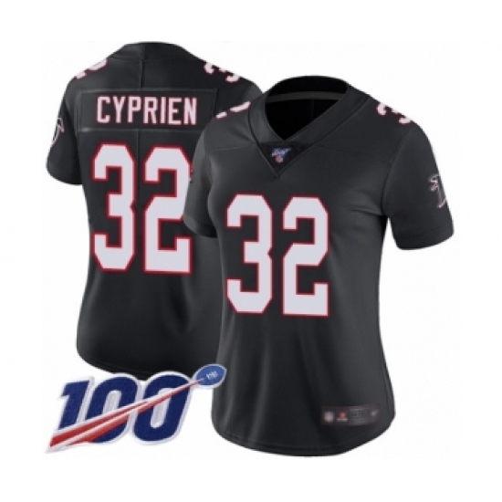 Women's Atlanta Falcons #32 Johnathan Cyprien Black Alternate Vapor Untouchable Limited Player 100th Season Football Jersey - Ujersey