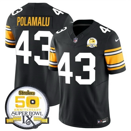 Men's Pittsburgh Steelers #43 Troy Polamalu Black 2024 F U S E 50th Anniversary Of Super Bowl IX Vapor Untouchable Limited Stitched Jersey - Ujersey
