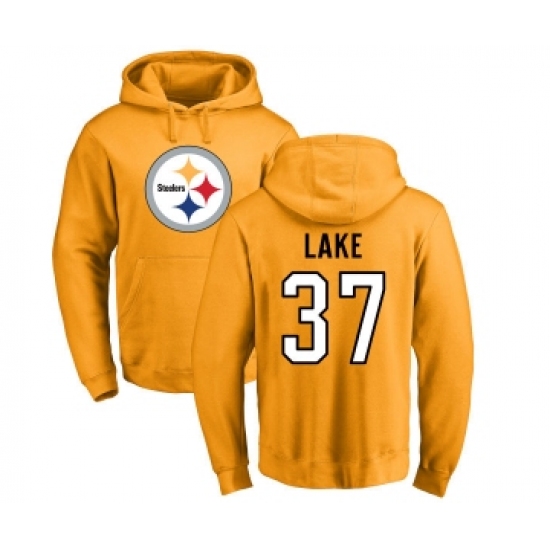 Football Pittsburgh Steelers #37 Carnell Lake Gold Name & Number Logo Pullover Hoodie - Ujersey
