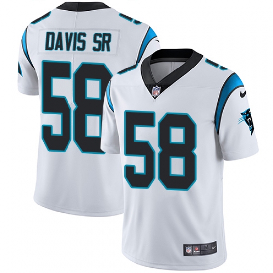Men's Nike Carolina Panthers #58 Thomas Davis White Vapor Untouchable Limited Player NFL Jersey - Ujersey