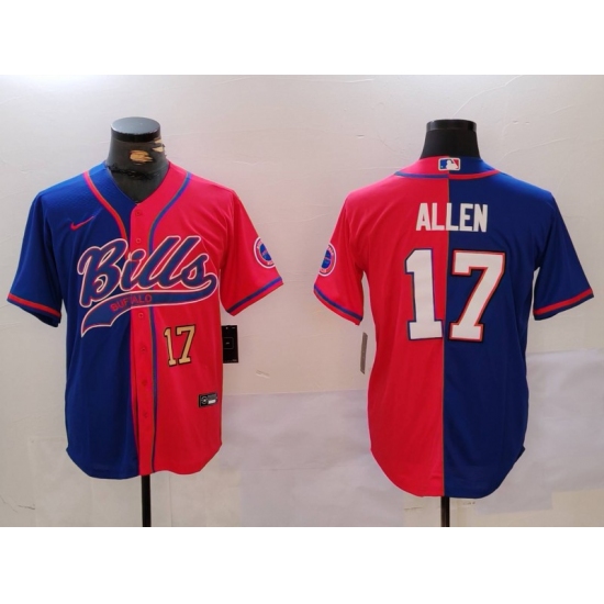 Men's Buffalo Bills #17 Josh Allen Red Blue Team Cool Base Stitched Baseball Jerseys - Ujersey