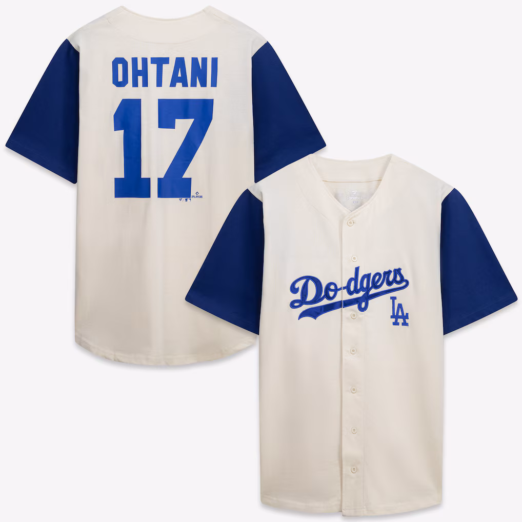 Men's Los Angeles Dodgers Profile Cream/Royal Big & Tall Two-Color Fashion Jersey