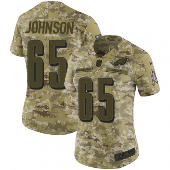 Women's Nike Philadelphia Eagles #65 Lane Johnson Limited Camo 2018 Salute to Service NFL Jersey - Ujersey