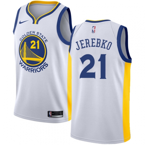Men's Nike Golden State Warriors #21 Jonas Jerebko White NBA Swingman Association Edition Jersey - Ujersey