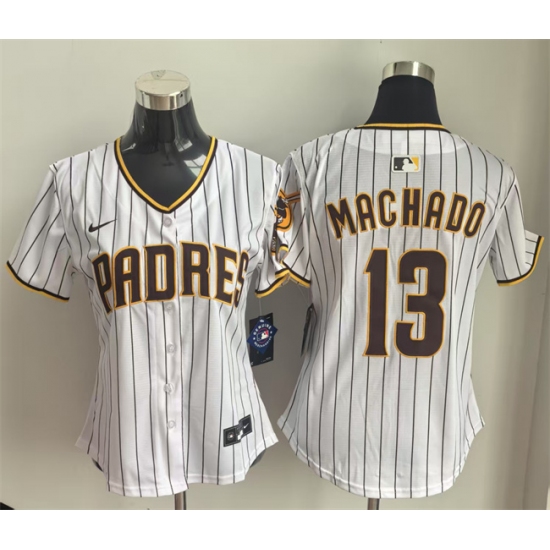 Women's San Diego Padres #13 Manny Machado White Home Limited Stitched Baseball Jersey(Run Small) - Ujersey