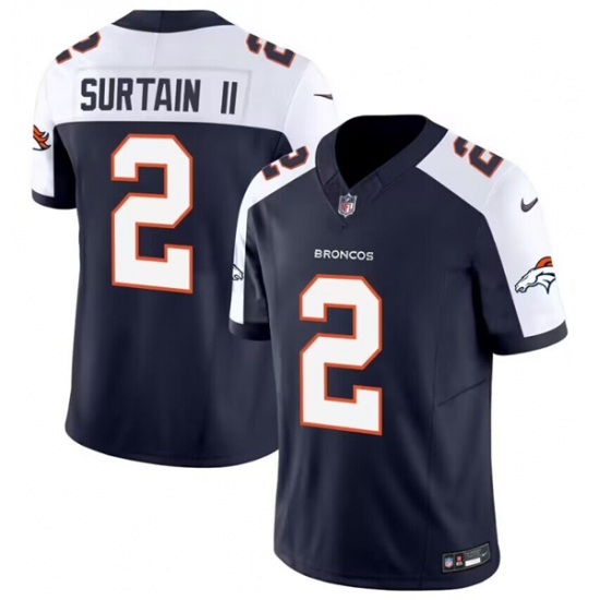 Men's Denver Broncos #2 Pat Surtain II Navy 2024 Draft F.U.S.E. Alternate Vapor Limited Stitched Jersey - Ujersey