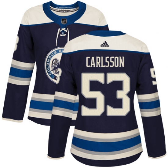 Women's Adidas Columbus Blue Jackets #53 Gabriel Carlsson Authentic Navy Blue Alternate NHL Jersey - Ujersey