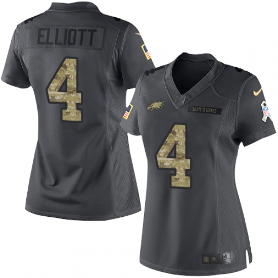 Women's Nike Philadelphia Eagles #4 Jake Elliott Limited Black 2016 Salute to Service NFL Jersey - Ujersey