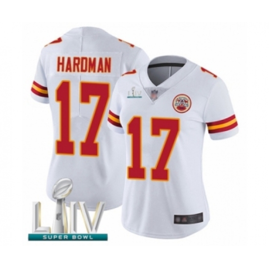 Women's Kansas City Chiefs #17 Mecole Hardman White Vapor Untouchable Limited Player Super Bowl LIV Bound Football Jersey - Ujersey